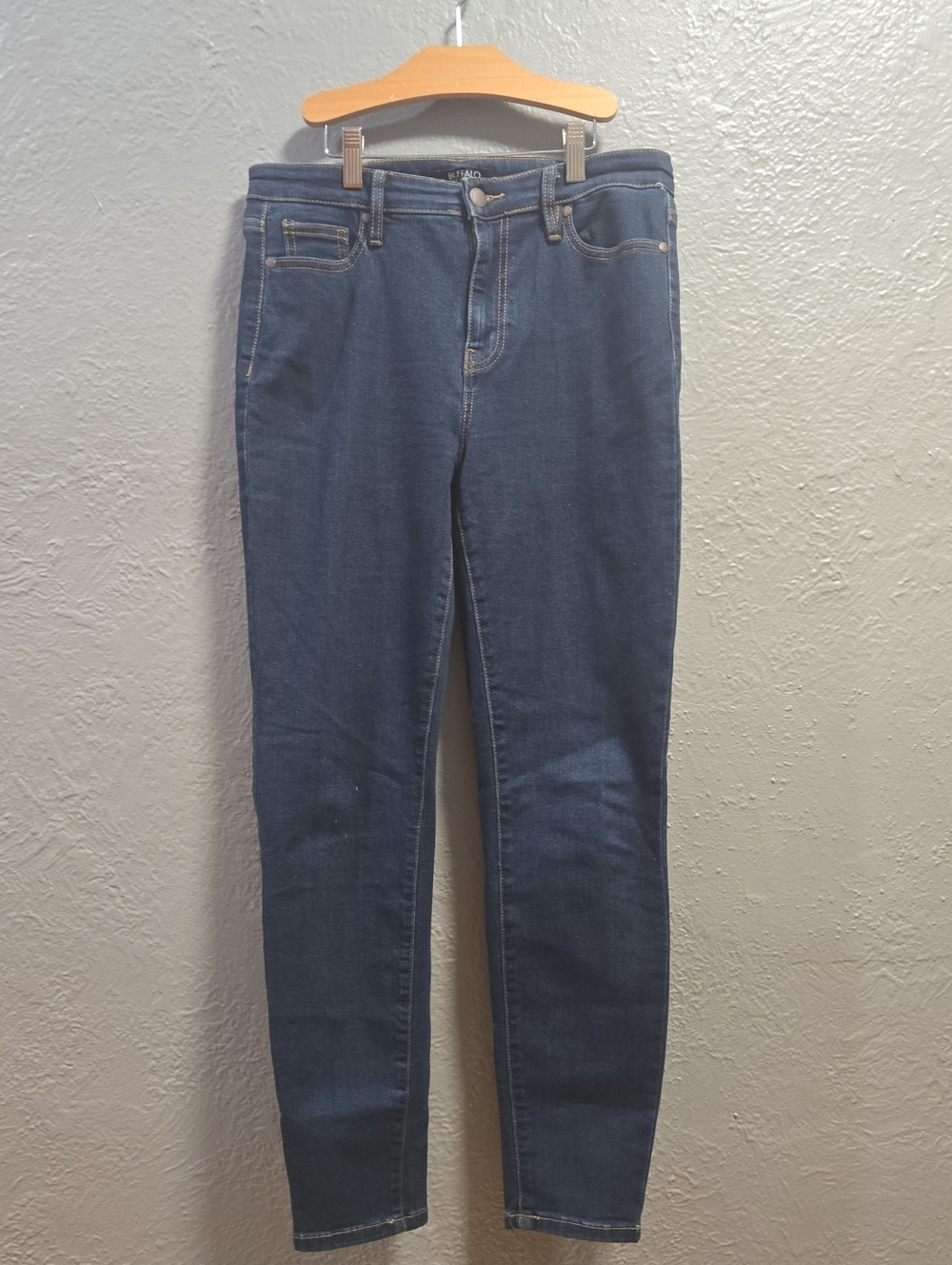 Buffalo David Bitton Dark Indigo,brown And Light Green High Rise Skinny Jeans